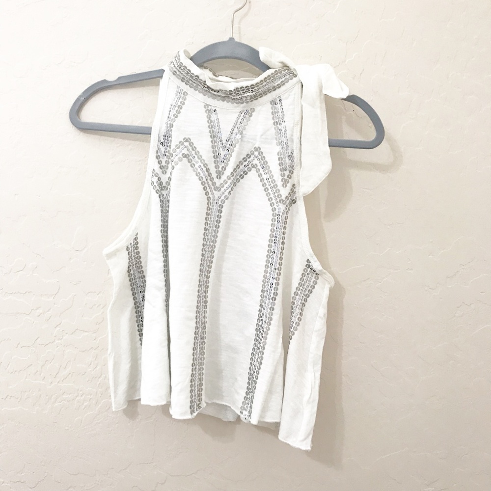 Free People Glitter City Tie Neck Tank